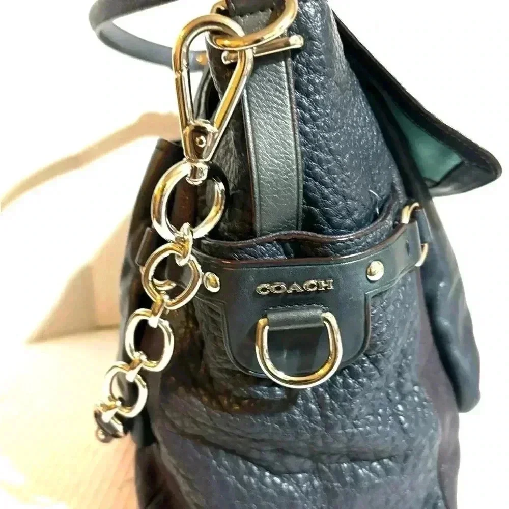 Coach pinnacle Eva lake navy blue leather leather shoulder handbag